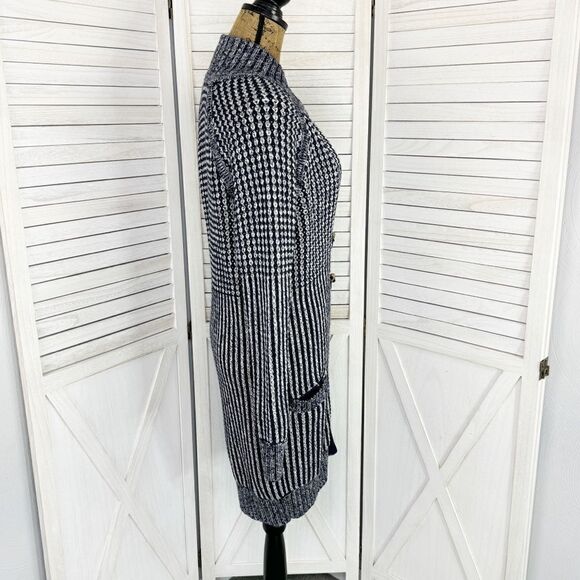 Gap Ribbed Toggle Front Long Cardigan Sweater Blue White XS Fisherman Nautical - Picture 5 of 16